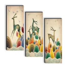 Deals and Offers on - SAF set of 3 Deer UV textured self adeshive wall painting Deals, Discounts & Offers on - SAF set of 3 Deer UV textured self adeshive wall painting