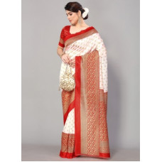 Deals, Discounts & Offers on  - YAMUNA PRIYAPrinted Kanjivaram Cotton Blend Saree(White)