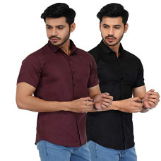 Deals, Discounts & Offers on Men - U-TURN Men's Cotton Solid Half Sleeve Combo Pack Shirts