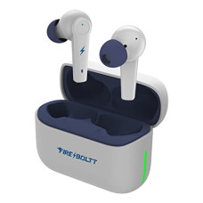 Deals, Discounts & Offers on Headphones - Fireboltt Fire Pods Vega 811 TWS earbuds with captivating RGB lights, Bluetooth 5.3, Gaming Mode, Quad Mic ENC, and voice assistance (Grey Blue)