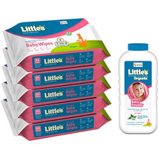Deals, Discounts & Offers on Baby Care - Little's Soft Cleansing Baby Wipes (80 wipes) pack of 5 & Organix Gentle Baby Powder, 400g, White