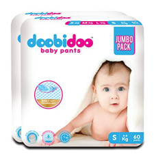 Deals, Discounts & Offers on  - Doobidoo Baby Pants Diapers - Small Size (120 Count) - All Round Softness with Bubble soft Top sheet and Anti leak side cuffs (4-8 kgs)