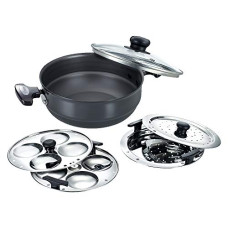 Deals, Discounts & Offers on Cookware - Prestige Aluminium Multi-Kadhai 22 cm, Black & Silver