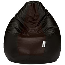 Deals, Discounts & Offers on Furniture - Amazon Brand - Solimo Xxxl Bean Bag Filled With Beans (Black And Brown)(Faux Leather)