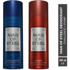 Deals, Discounts & Offers on  - DENVER Combo of Man Of Steel Challenge + Pump Long lasting Deodorant Spray - For Men(400 ml, Pack of 2)