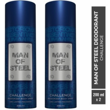 Deals and Offers on - DENVER Combo of Man Of Steel Challenge Long lasting Deodorant Spray - For Men(400 ml, Pack of 2) Deals, Discounts & Offers on - DENVER Combo of Man Of Steel Challenge Long lasting Deodorant Spray - For Men(400 ml, Pack of 2)
