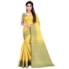 Deals, Discounts & Offers on Women - Rushifab Kanjivaram Banarasi silk Saree For Women With Unstiched Blouse Piece