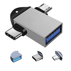 Deals, Discounts & Offers on Mobile Accessories - SENBUN 2 in 1 (Silver) OTG Adapter Micro USB+USB Type C to USB Female Connector, OTG Pen Drive Adapter to Mobile Connector Type C, Compatible with All Devices