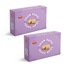 Deals, Discounts & Offers on  - Lal Sweets Soan Papdi 400gm (Pack of 2) | Authentic Indian Flaky Sweet with Melt-in-Your-Mouth Texture