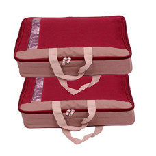 Deals and Offers on - Kuber Industries 2 Piece Canvas Saree Cover, Maroon Deals, Discounts & Offers on - Kuber Industries 2 Piece Canvas Saree Cover, Maroon