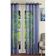 Deals, Discounts & Offers on  - Home Sizzler 1 Piece Solid Zigzag Eyelet Polyester Window Sheer Curtain - 5 Feet, Blue