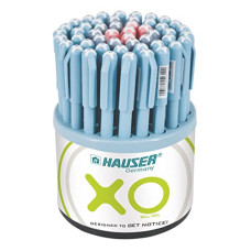 Deals, Discounts & Offers on Stationery - Hauser XO 0.6mm Ball Pen Tumbler | Sleek Body & Minimalistic Design | Matt Finish & Solid Body Type | Low Viscosity Ink With Ultra Durable Tip | Blue, Black & Red Ink, Pack of 50 Pens