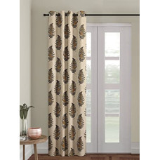 Deals, Discounts & Offers on  - Cortina 1 Piece Leaf Design Panel Eyelet Polyester Door Curtain - 7-Feet, Brown