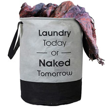 Deals and Offers on - Home Store India Round Non Woven Fabric Foldable Laundry Basket, Cloth Storage Basket With Handles,45 Ltr (Pack of 1, Grey)(Cotton) Deals, Discounts & Offers on - Home Store India Round Non Woven Fabric Foldable Laundry Basket, Cloth Storage Basket With Handles,45 Ltr (Pack of 1, Grey)(Cotton)