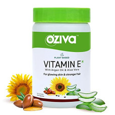 Deals, Discounts & Offers on  - Oziva Plant Based Natural Vitamin E (Sunflower Oil Argan Oil Aloe Vera Oil) 30 Green Capsules