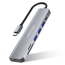 Deals, Discounts & Offers on  - PEATOP 7-in-1 USB C Hub Docking Station for Laptop, Type C Male/Female 4K@60Hz HDMI Port, 100W PD3.0 Charging, SD/TF Card Reader, USB 3.0 5Gbps Ethernet & 2 USB 2.0 Ports,