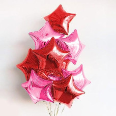 Deals, Discounts & Offers on  - Just Party 5 Pcs Red & Pink 18 Inch Star Shape Foil Balloons with Shiny Surface For Birthdays/Anniversary/Engagement/Baby Shower/bachelorette Party Decorations (Satin Roll & Straw Included)