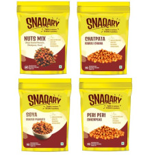 Deals, Discounts & Offers on  - Snaqary Multigrain Nuts|Soya Coated Peanuts, Chatpata Kabuli, ChanaPeri Peri Chickpeas, Nut Mix |Health & Nutrition mix Crispy Namkeen Snacks |SnackParty mix Combo pack of 4 (580 gm)