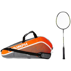 Deals, Discounts & Offers on  - Triumph Virtue Graphite Hotmelt Light Weight Strung Badminton Racket with Star-6R Double Compartment Badminton Bag Red