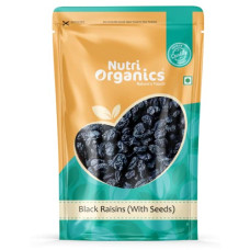 Deals, Discounts & Offers on  - Nutri Organics Dry Fruits Black Raisins With Seeds For More Benefits 500 gram - Kala Manuka Kali Draksh - Ziplock Pouch