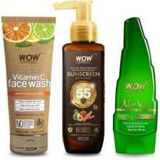 Deals and Offers on - WOW SKIN SCIENCE Summer Skin Care Kit - Pure Aloe Vera Gel, Sunscreen Lotion & Vitamin C Face WashNet Vol. 260mL(3 Items in the set) Deals, Discounts & Offers on - WOW SKIN SCIENCE Summer Skin Care Kit - Pure Aloe Vera Gel, Sunscreen Lotion & Vitamin C Face WashNet Vol. 260mL(3 Items in the set)