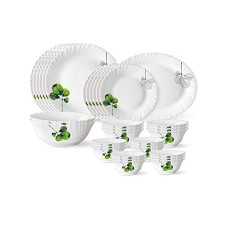 Deals, Discounts & Offers on  - Larah By Borosil Oval Opalware Dinner Set, 33 Pcs, White