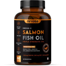 Deals, Discounts & Offers on  - Nirvasa Omega 3 Salmon Fish Oil (Triple Strength) Softgels | For Heart, Brain & Bones(60 Tablets)