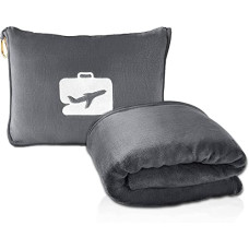 Deals, Discounts & Offers on  - Eqra International Soft Airplane Travel Blanket and Pillow/Hand Luggage Sleeve and Backpack Clip/Blanket and Pillow