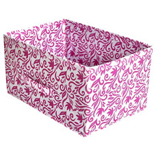 Deals, Discounts & Offers on  - Kuber Industries Fabric Leaf Print Flodable Storage Box|Drawer Storage And Cloth Organizer|Storage Box For Toys|Storage Box Gor Clothes (Pink)-Kubmart16004