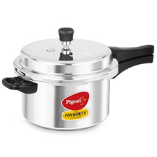 Deals and Offers on Cookware - Pigeon by Stovekraft Favourite Non-induction Base Aluminium Outer Lid Pressure Cooker, 5 Litres, Silver Deals, Discounts & Offers on Cookware - Pigeon by Stovekraft Favourite Non-induction Base Aluminium Outer Lid Pressure Cooker, 5 Litres, Silver