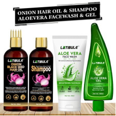 Deals, Discounts & Offers on  - Latibule Hair Growth Onion Oil & shampoo,Oil Control For Oil Free Aloevera Face Wash And Gel(4 Items in the set)