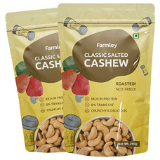 Deals, Discounts & Offers on  - Farmley Premium Roasted Dry Nut Cashew Snacks Pack of 2, each 200 gm | Rich in Protein | Crunchy & Delicious (Classic Salted, 400 gram)