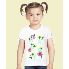 Deals and Offers on - Miss & Chief By FlipkartGirls Floral Print Pure Cotton T Shirt(White, Pack of 1) Deals, Discounts & Offers on - Miss & Chief By FlipkartGirls Floral Print Pure Cotton T Shirt(White, Pack of 1)