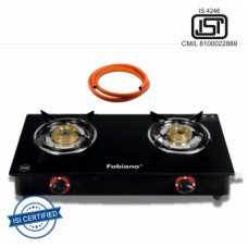 Deals and Offers on - Fabiano Combo with Hose Pipe ISI Certified LPG To PNG Convertible Glass Manual Gas Stove(2 Burners) Deals, Discounts & Offers on - Fabiano Combo with Hose Pipe ISI Certified LPG To PNG Convertible Glass Manual Gas Stove(2 Burners)