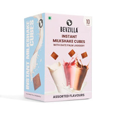 Deals, Discounts & Offers on  - Bevzilla Assorted Instant Milkshake 10 Cubes Pack with Organic Date Palm Jaggery, Zero Refined Sugar, No Preservatives, Drop Stir & Enjoy, Perfect For Kids & Adults, Plant-Based Vitamins