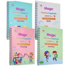 Deals, Discounts & Offers on Books & Media - 4 PCS Magic Practice Copybook For Kids, English Reusable Magical Copybook Kids, Tracing Book, Magic Calligraphy Copybook Set Practical Reusable Writing Tool Simple Hand Lettering(Paperback, Generic)