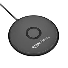 Deals, Discounts & Offers on Mobile Accessories - AmazonBasics 15W Qi-Certified Fast Wireless Charging Circular Pad | Compatible with iPhone 13/13 Pro/13 Mini/13 ProMax/12/11, Samsung Galaxy S21/S20/Note 10/Edge Note 20Ultra/S10, AirPods Pro - Black