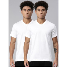 Deals, Discounts & Offers on  - LEVI'SPack of 2 Short Sleeves, Tag Free Comfort & Smartskin Technology Style# 026 Cotton Men Solid V Neck Pure Cotton White T-Shirt