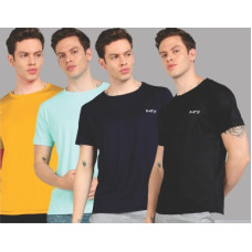 Deals, Discounts & Offers on  - [Sizes ] M7 By MetronautPack of 4 Men Solid Round Neck Poly Cotton Multicolor T-Shirt
