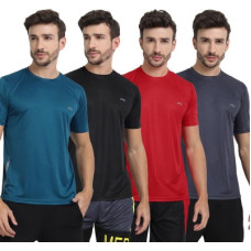 Deals, Discounts & Offers on  - [Size S] FTXPack of 4 Men Solid Round Neck Polyester Multicolor T-Shirt