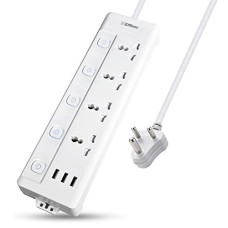 Deals, Discounts & Offers on Electronics - EMBOX 10A Extension Board with USB Port- 4 Universal Sockets and 3 USB (2.4 A) Charging Ports with Indicator, 2500W Heavy Duty Cable, Individual Switch (2 Meter Cable)