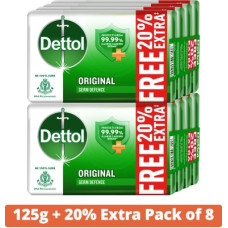 Deals, Discounts & Offers on  - Dettol Original Germ Protection Bathing Soap,125gm + 20% Extra(8 x 150 g)