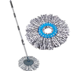 Deals and Offers on Home Improvement - Primeway Polyester Mop Handle Set with Disc and 2 Executive Mops Head Refill, 126 cm, Grey Deals, Discounts & Offers on Home Improvement - Primeway Polyester Mop Handle Set with Disc and 2 Executive Mops Head Refill, 126 cm, Grey