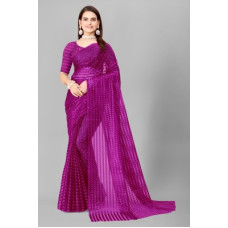 Deals and Offers on - LOROFYPrinted Bollywood Net Saree(Purple) Deals, Discounts & Offers on - LOROFYPrinted Bollywood Net Saree(Purple)