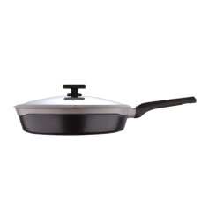 Deals, Discounts & Offers on Cookware - Bergner Gastro Non-Stick Frypan with Glass Lid 32cm, Induction Base & Ergonomic Soft Touch Handles, Brown