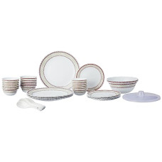 Deals and Offers on - Larah by Borosil Fluted Elega Dinner Set 40 Pieces, Opal Glass Dinner Plates & Bowls Crockery Set Deals, Discounts & Offers on - Larah by Borosil Fluted Elega Dinner Set 40 Pieces, Opal Glass Dinner Plates & Bowls Crockery Set