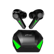 Deals, Discounts & Offers on Headphones - PTron Newly Launched PlayBuds 2 TruTalk AI-ENC HD Calls in-Ear TWS Earbuds, 40ms Game/Music Modes, 45Hrs Playtime, Bluetooth 5.3 Headphones, Type-C Fast Charging & IPX5 Water-Resistant (Black)