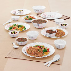 Deals, Discounts & Offers on  - Larah by Borosil Aspen Silk Series Opalware Dinner Set | 27 Pieces for Family of 6 | Microwave & Dishwasher Safe | Bone-Ash Free | Crockery Set