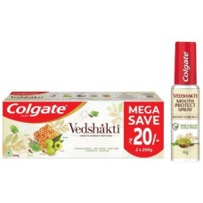 Deals, Discounts & Offers on  - Colgate Vedshakti Toothpaste - 400gmand Vedshakti Mouth Protect Spray - 10gm(2 Items in the set)