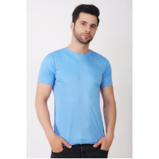 Deals and Offers on - KASPYMen Solid Round Neck Polyester Light Blue T-Shirt Deals, Discounts & Offers on - KASPYMen Solid Round Neck Polyester Light Blue T-Shirt
